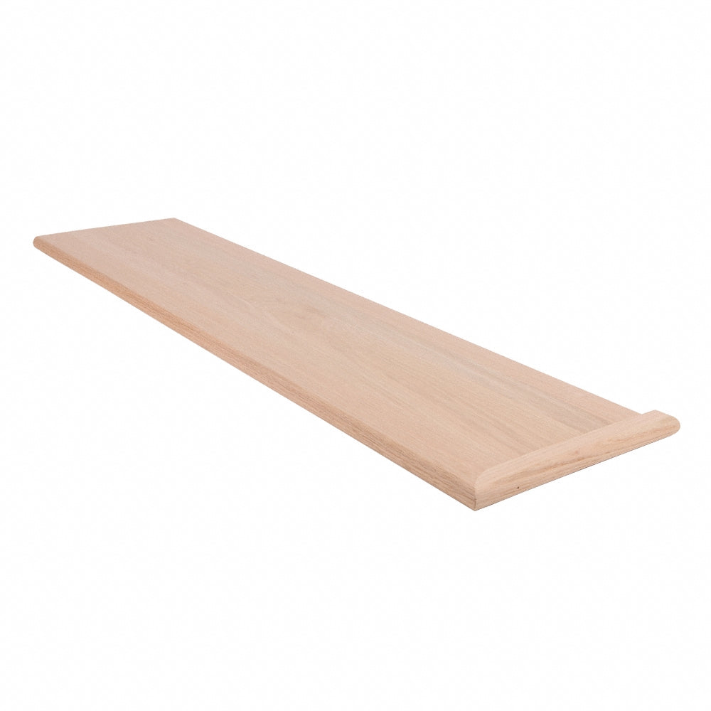 Unfinished Red Oak Solid Hardwood 1 in Thick x 11.5 in Wide x 48 in Length Right Hand Return Tread