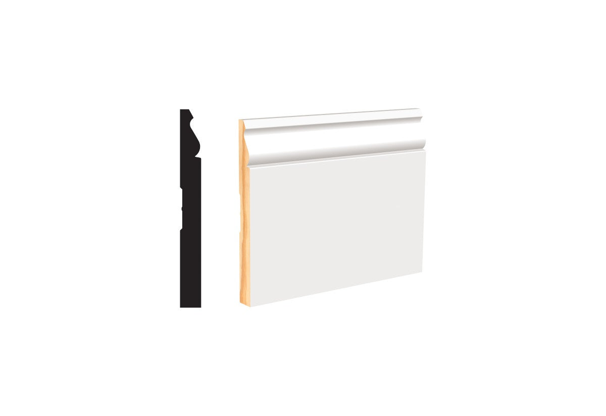 LWM163EP 9/16 in. Thick x 5-1/4 in. Tall x 12 ft. Length PFJ White Primed Colonial Baseboard