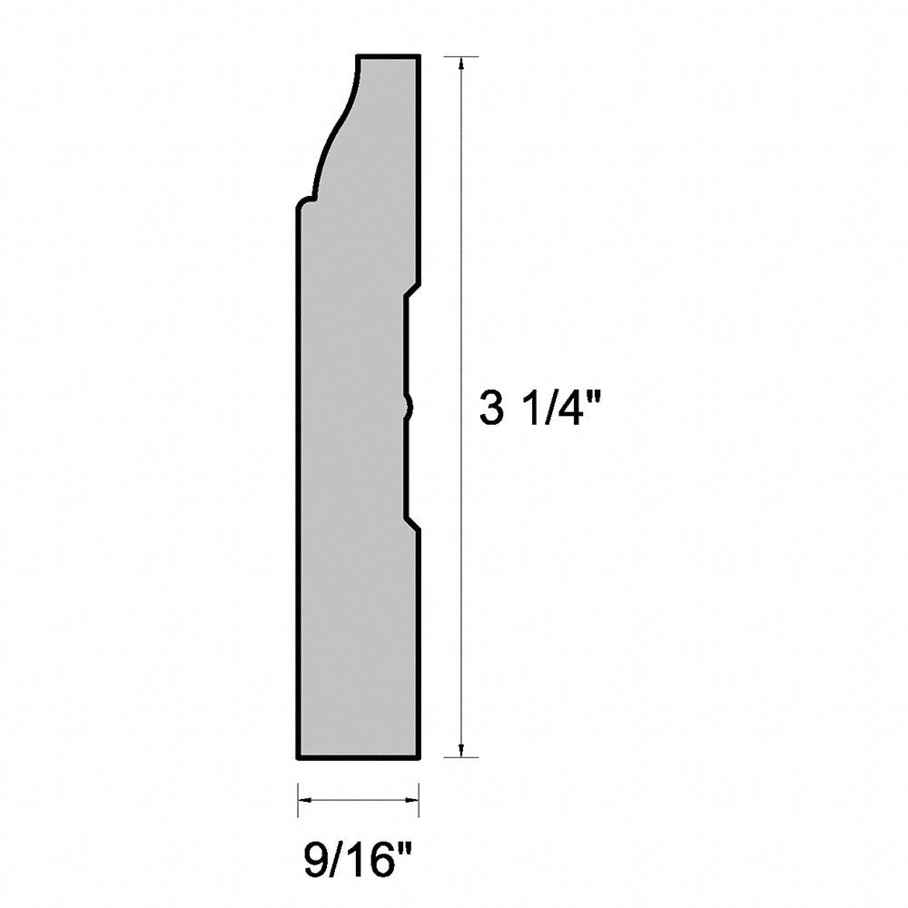 Unfinished White Oak 3-1/4 in. Tall x 9/16 in. Thick x 8 ft. Length Baseboard