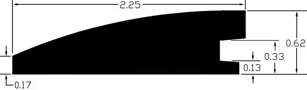 Flex Vinyl Plank 5/8 in x 2-1/4 in x 12 ft Maple Reducer