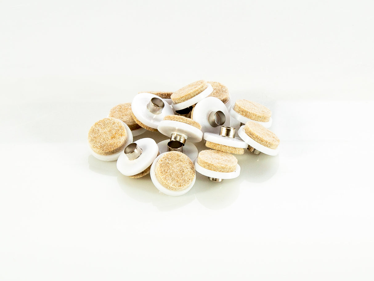 1" White Inject Molded Felt Pads 16pc