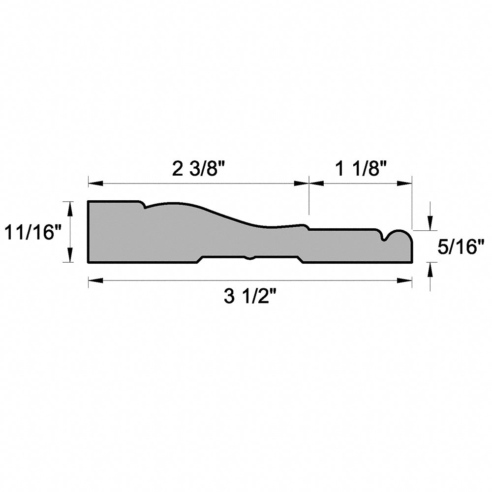 WM99 PFJ 11/16 in. Thick x 3-1/2 in. Tall x 8 ft. Length White Casing