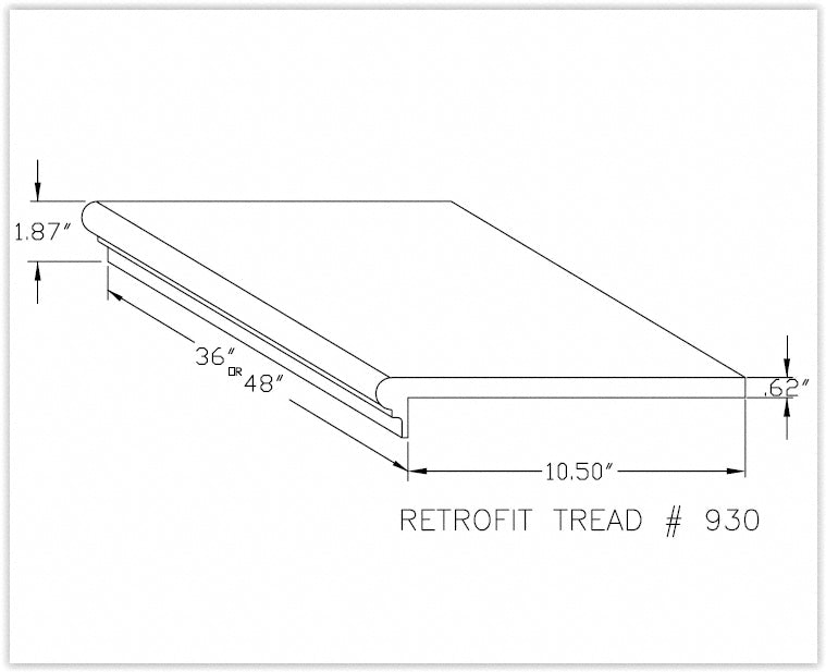 Prefinished Solid Wood Classic Gunstock Oak 5/8 in. T x 11.5 in. W x 48 in. L Retrofit Stair Tread