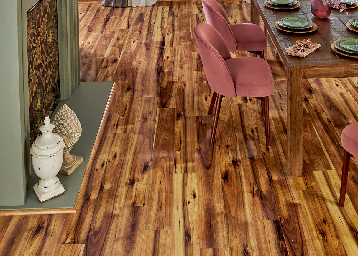 12mm Heard County Hickory High Gloss Laminate Flooring 6.26 in. Wide x 54.45 in. Long