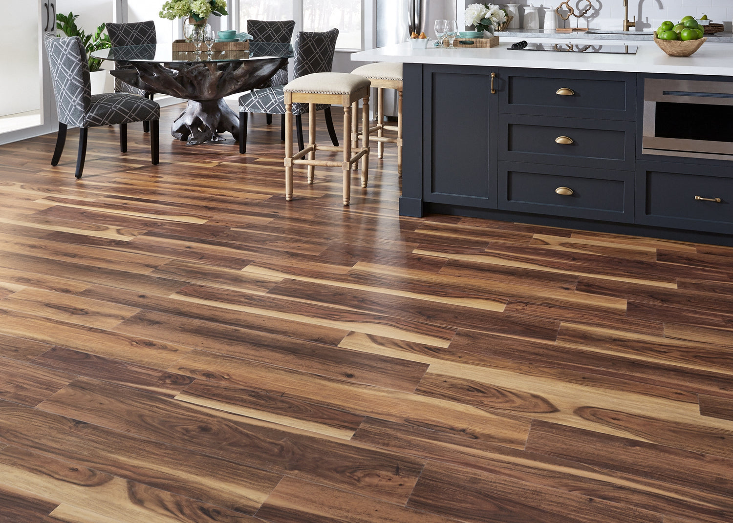 8mm x 5", 6", 7" Tobacco Road Acacia Waterproof Rigid Vinyl Plank Flooring Multi-Width and Length