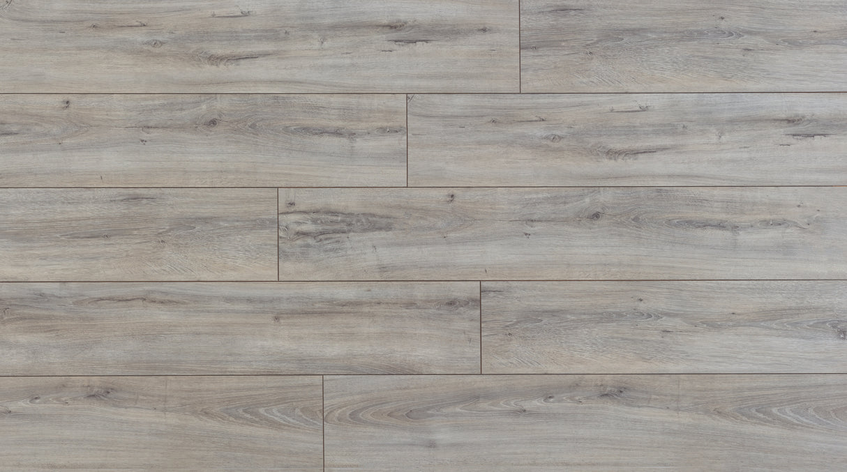 12mm Nottingham Oak w/ pad Water-Resistant Laminate Flooring 8.03 in. Wide x 47.64 in. Length
