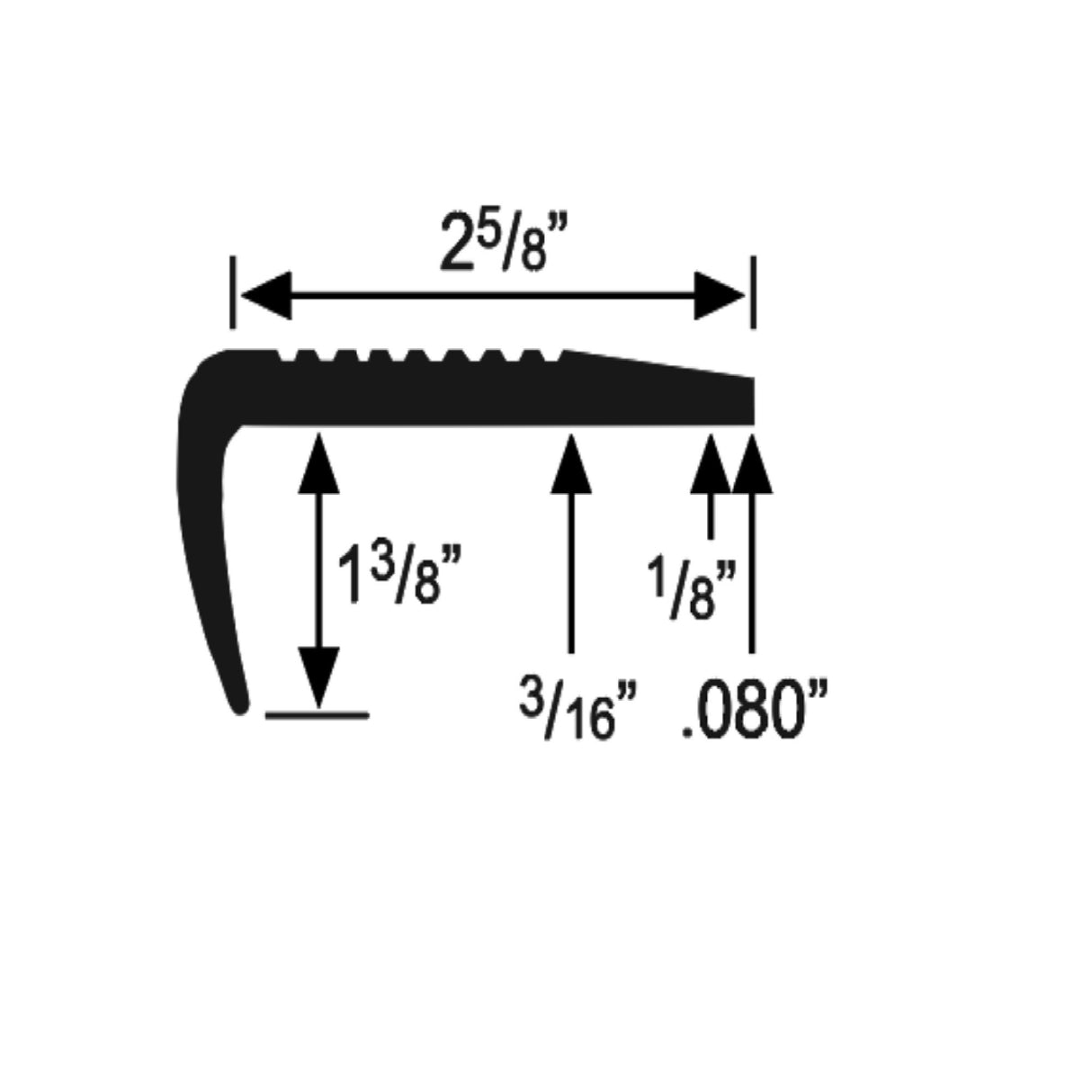 Commercial Rubber #3 Stair Nosing 2-5/8 in. x 9 ft. - Black