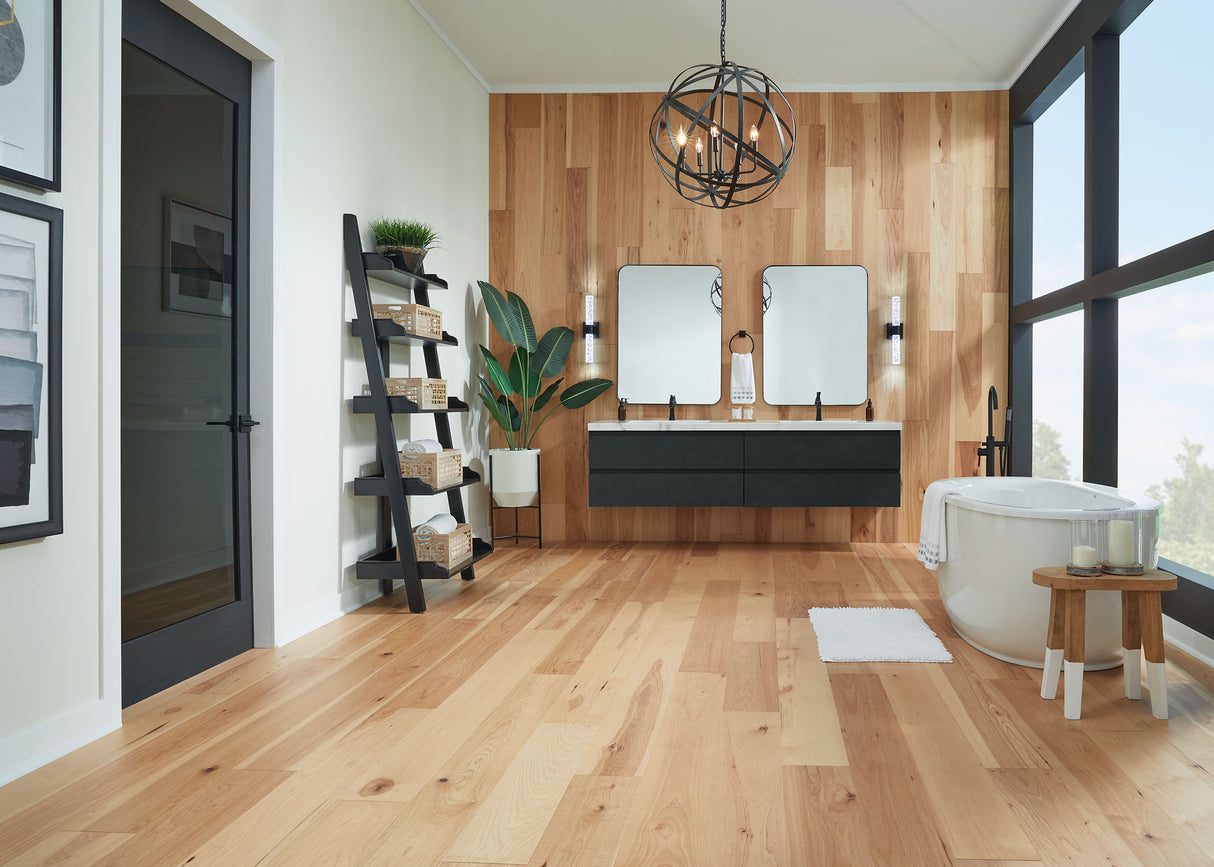 Prefinished Engineered Hardwood Natural Hickory 7mmx7 1/2 w Pad - Odd-Lot-As-Is - Stack Out - 965.35 Sq. Ft.