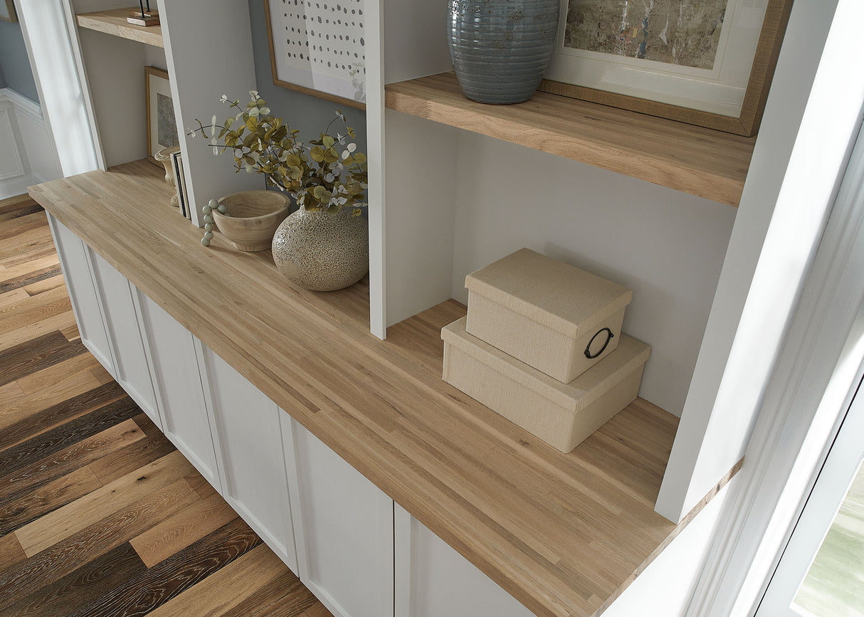 Unf. Signature White Oak 12 ft. L x 25 in. W x 1-1/2Â in. Thick Solid Butcher Block Countertop