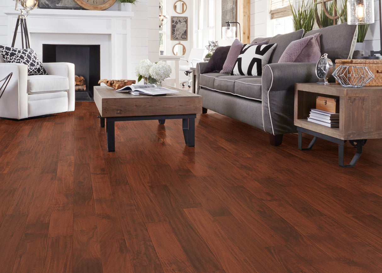 7/16 in. Golden Acacia Quick Click Distressed Prefinished Engineered Hardwood Flooring 4.72 in. Wide