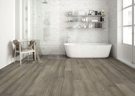 7mm w/pad Crater Lake White Oak Water-Resistant Distressed Engineered Hardwood Flooring 7.48 in Wide