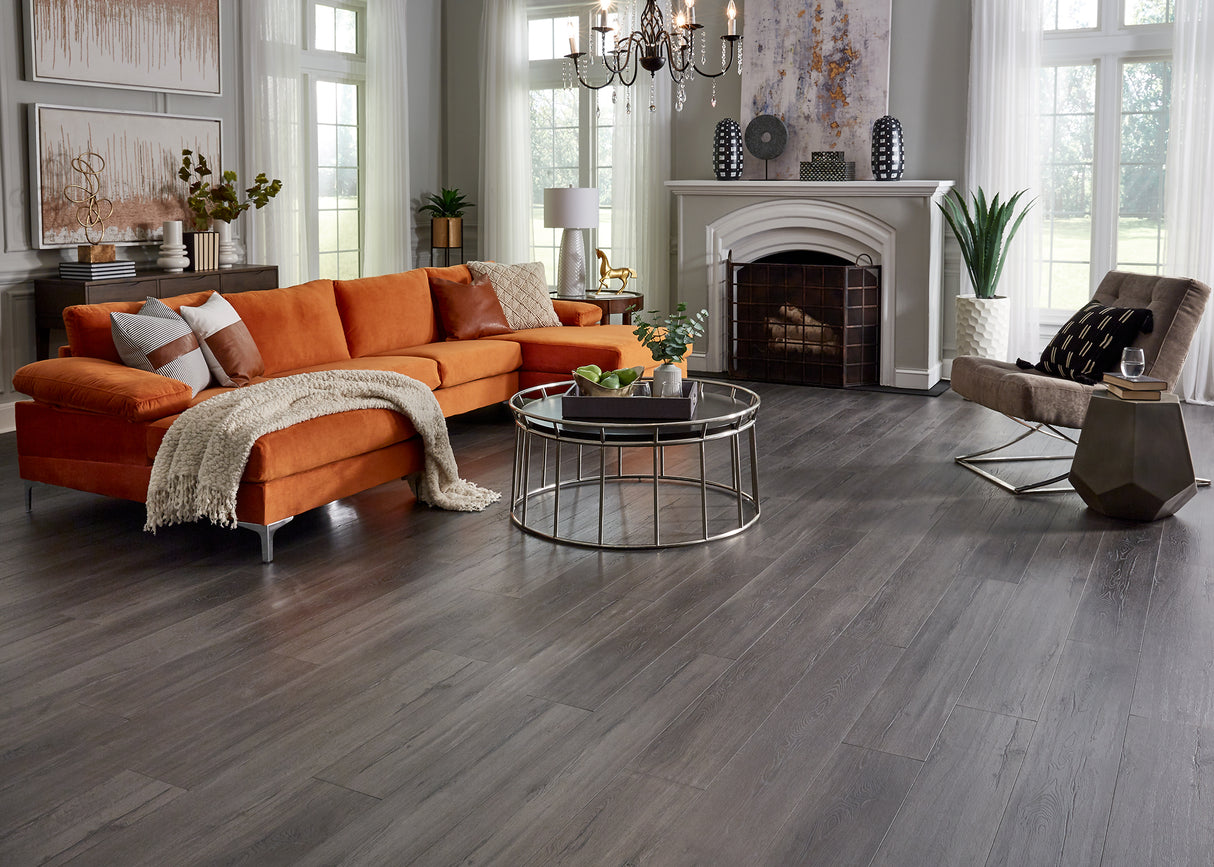 9mm w/pad Foggy Bottom Oak Water Resistant Hybrid Resilient Flooring 7.56 in. Wide x 50.63 in. Long