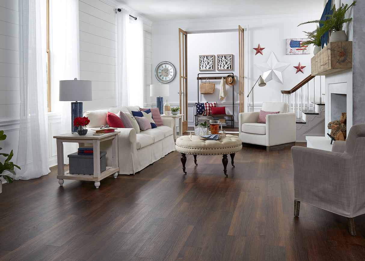 5mm w/pad Rivers Edge Oak Waterproof Rigid Vinyl Plank Flooring 5.75 in. Wide x 48 in. Long - As-Is - Stack Out - 438.61 Sq. Ft.