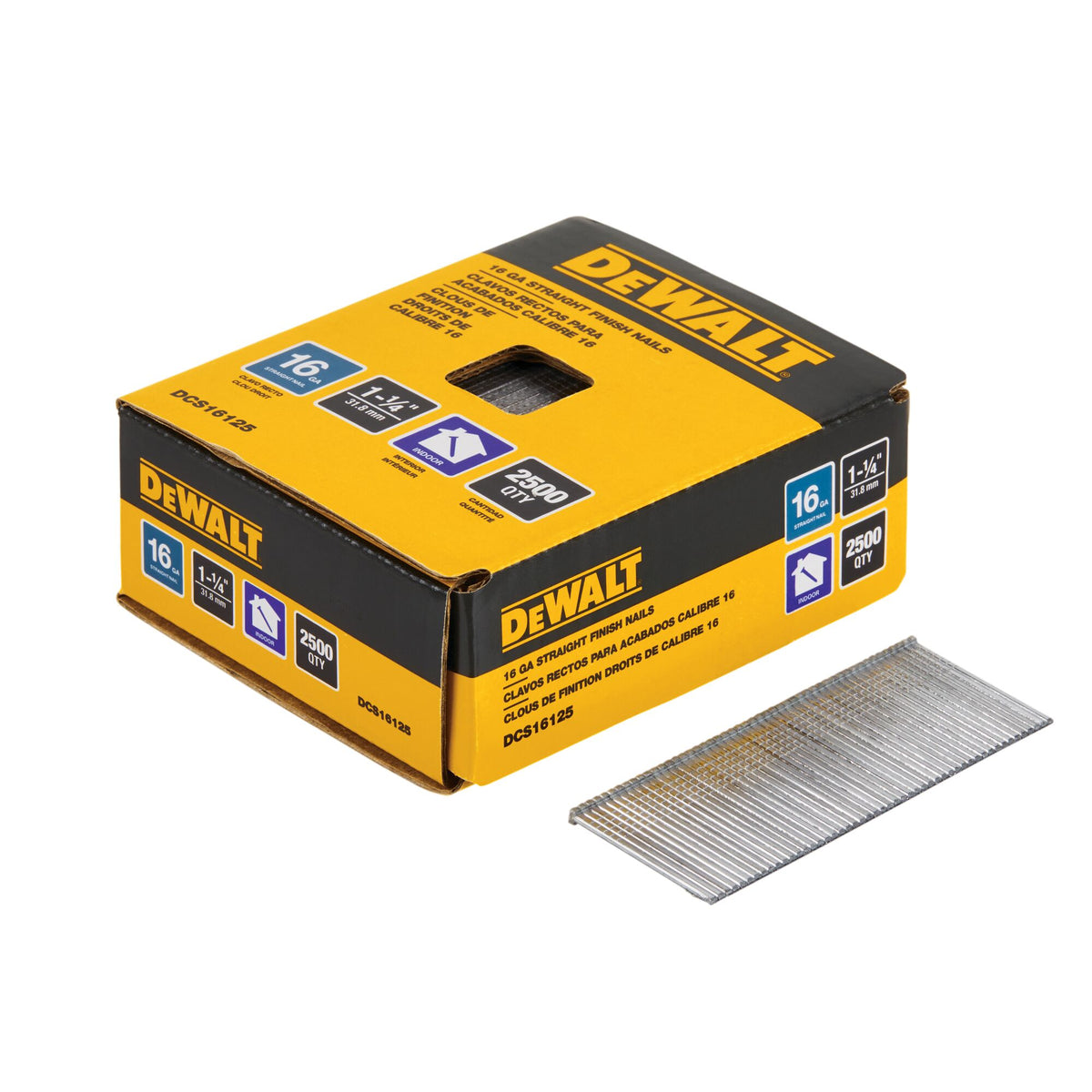 1-1/4" 16 Gauge Straight Finish Nails