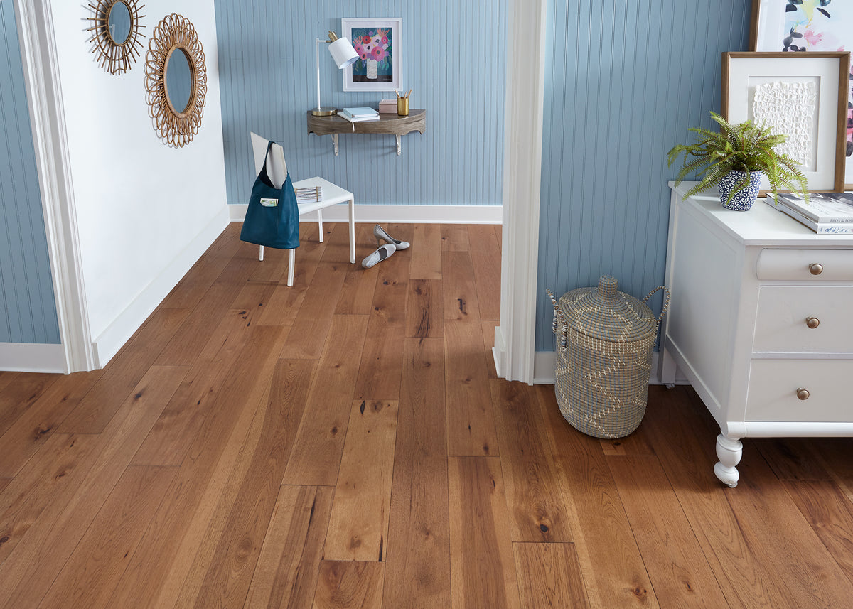 7/16 in. Sugar Mill Hickory Distressed Prefinished Engineered Hardwood Flooring 7.4 in. Wide