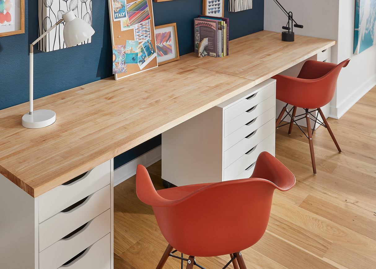 Unf. Essential Hevea 60 in. L x 30 in. W x 1-1/4 in Thick Solid Butcher Block Desktop