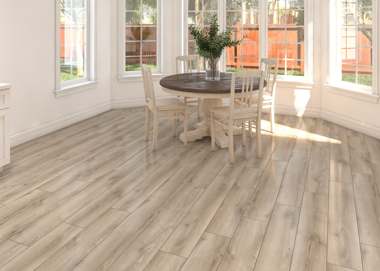 12mm w/ 2mm pad Brisk Hollow Oak Water-Resistant Laminate Flooring 8.03 in. Wide x 47.64 in. Long