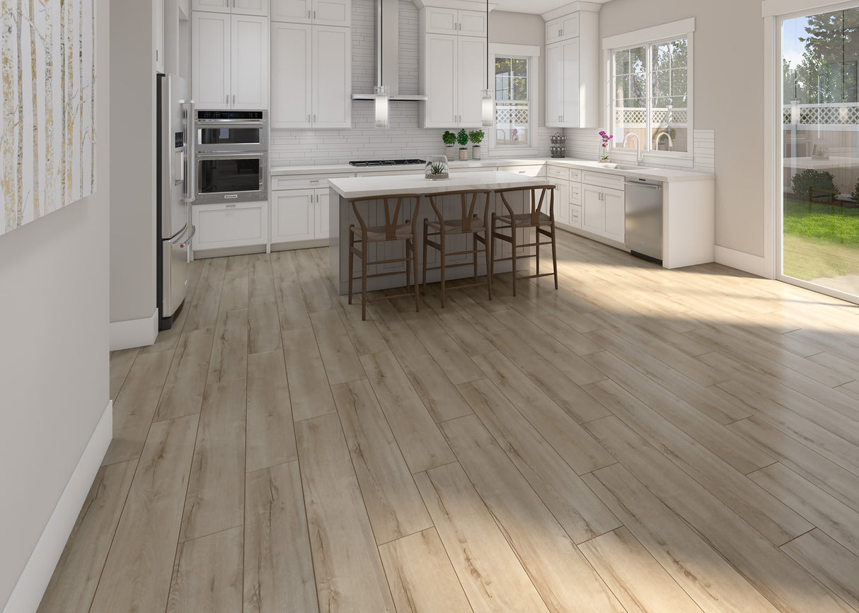 8mm Village Frost Oak w/ Pad Water Resistant Laminate Flooring 8.03 in. Wide x 47.64 in. Long - As-Is - Stack Out - 204.6 Sq. Ft.