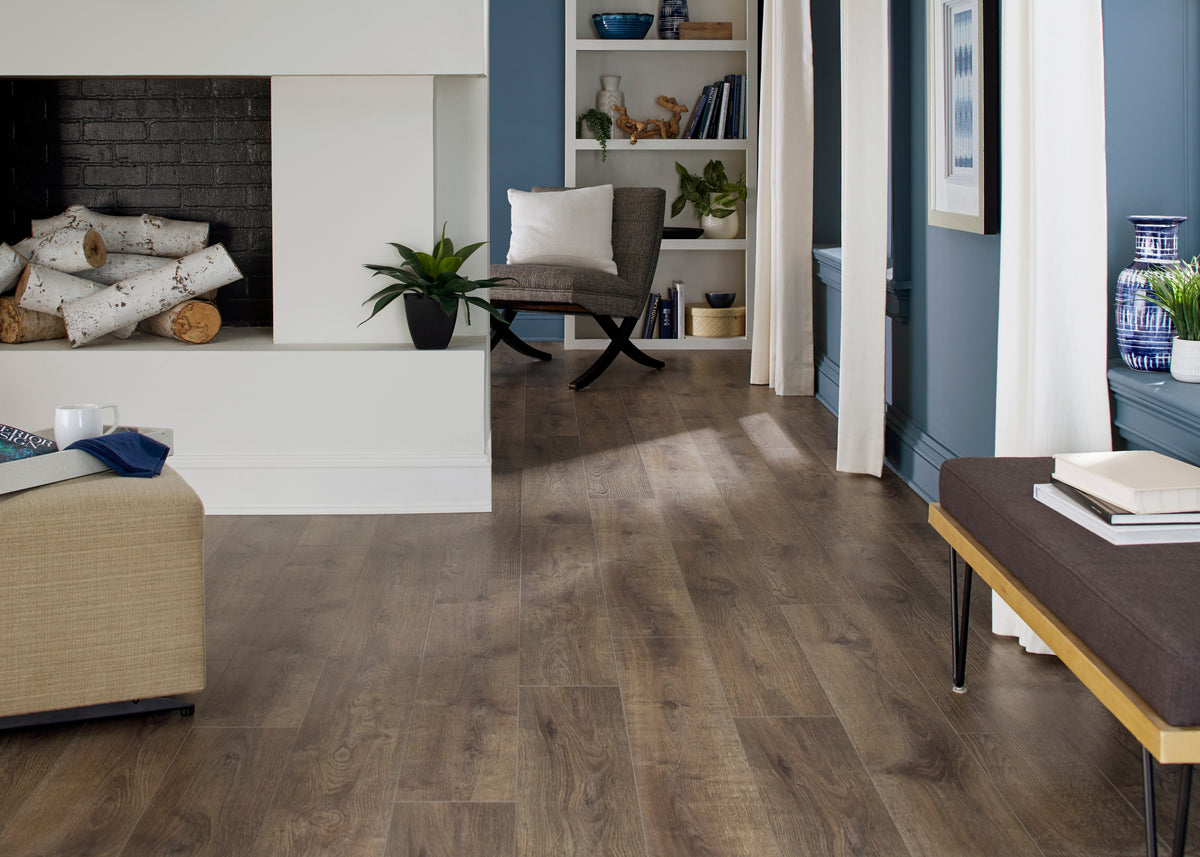 12mm Barrington Oak Water-Resistant Laminate Flooring 7.48 in. Wide x 50.6 in. Long