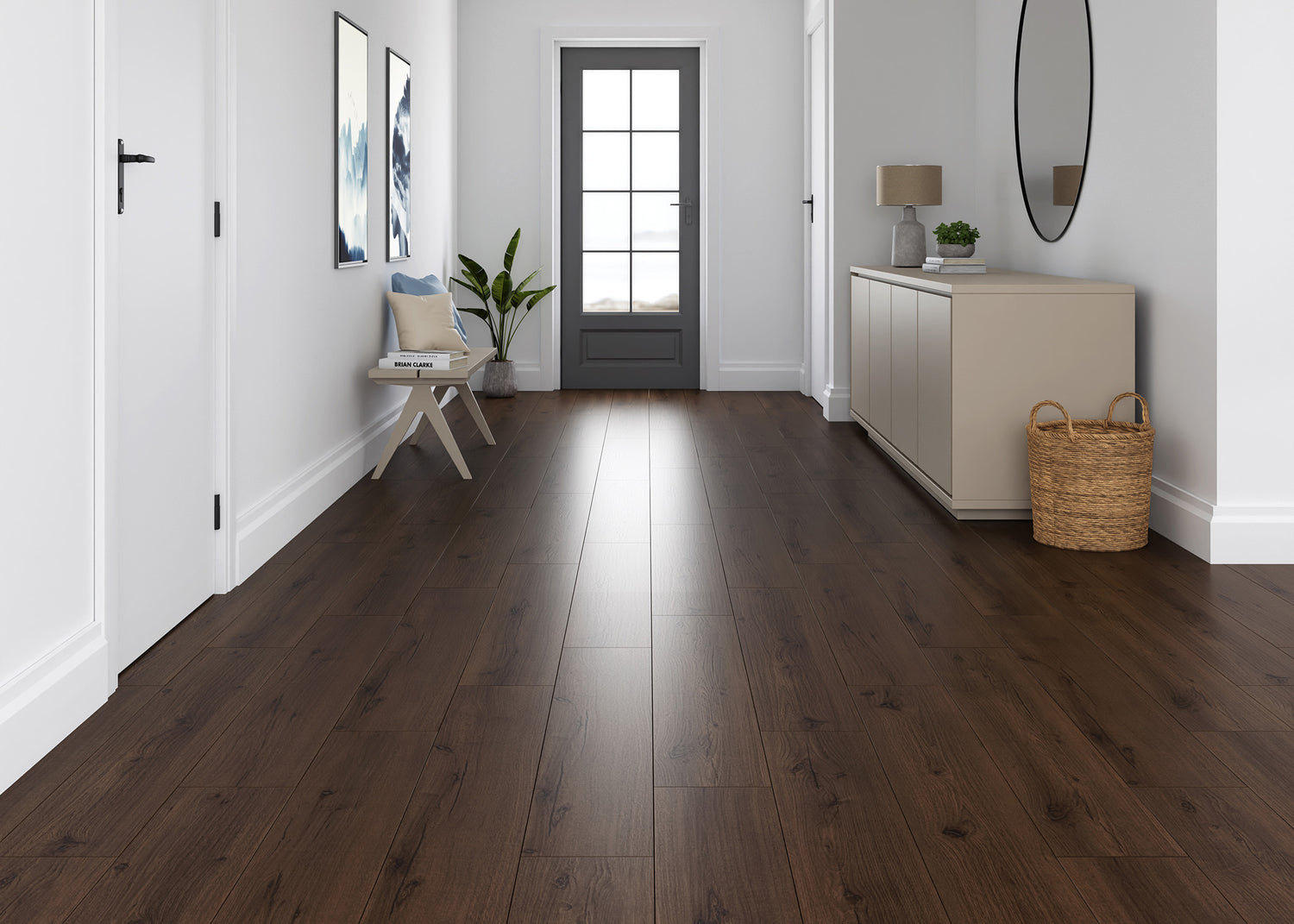 10mm Whiskey Barrel Oak w/ pad Water-Resistant Laminate Flooring 8.03 in. Wide x 48 in. Long