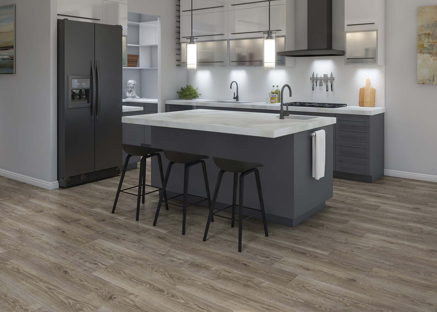 8mm Mountain Trail Oak w/ pad Water-Resistant Laminate Flooring 8.03 in. Wide x 48 in. Long