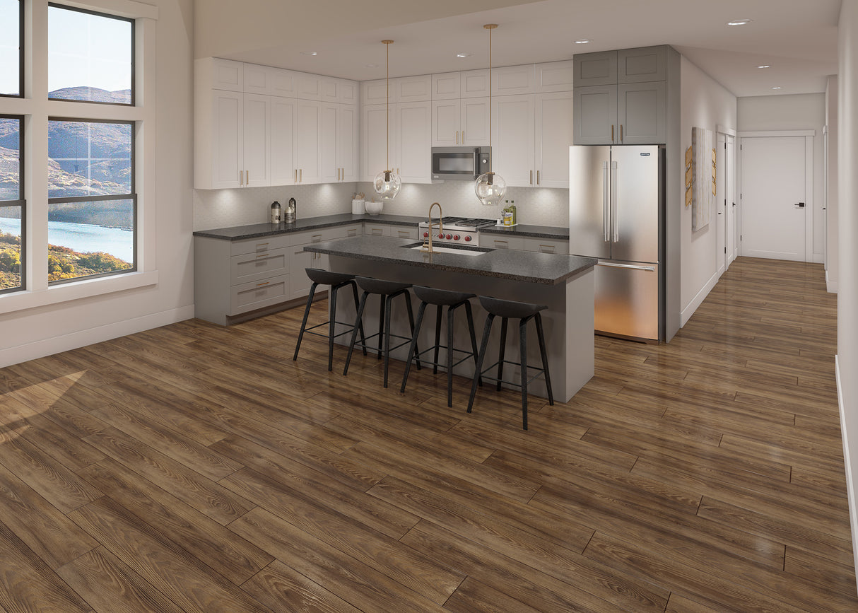12mm Hay Penny Oak w/ pad Water-Resistant Laminate Flooring 8.03 in. Wide x 48 in. Long