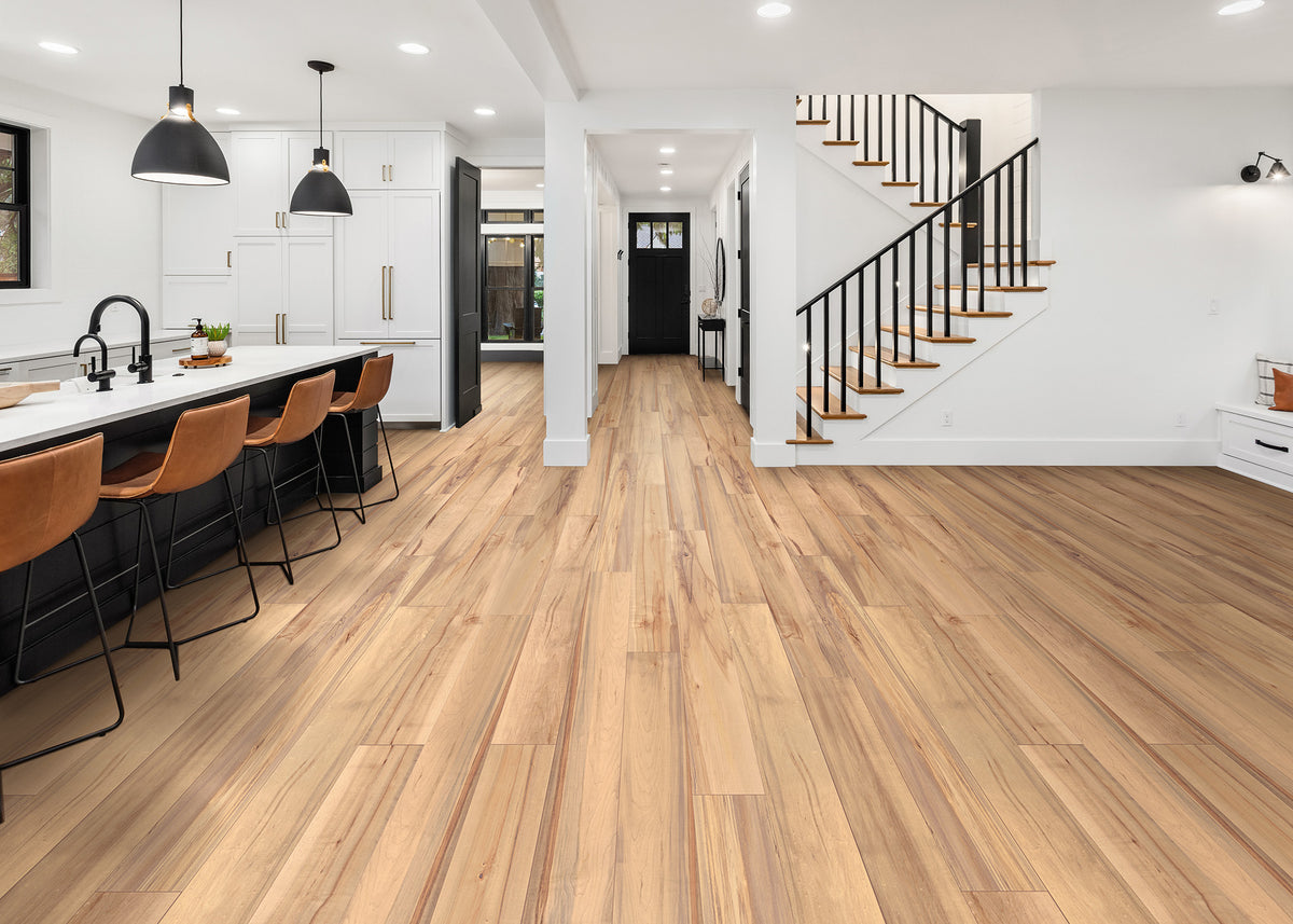 9mm w/pad Preston Peak Maple Water-Resistant Hybrid Resilient Flooring 7.56 in. Wide x 50.63 in. Long