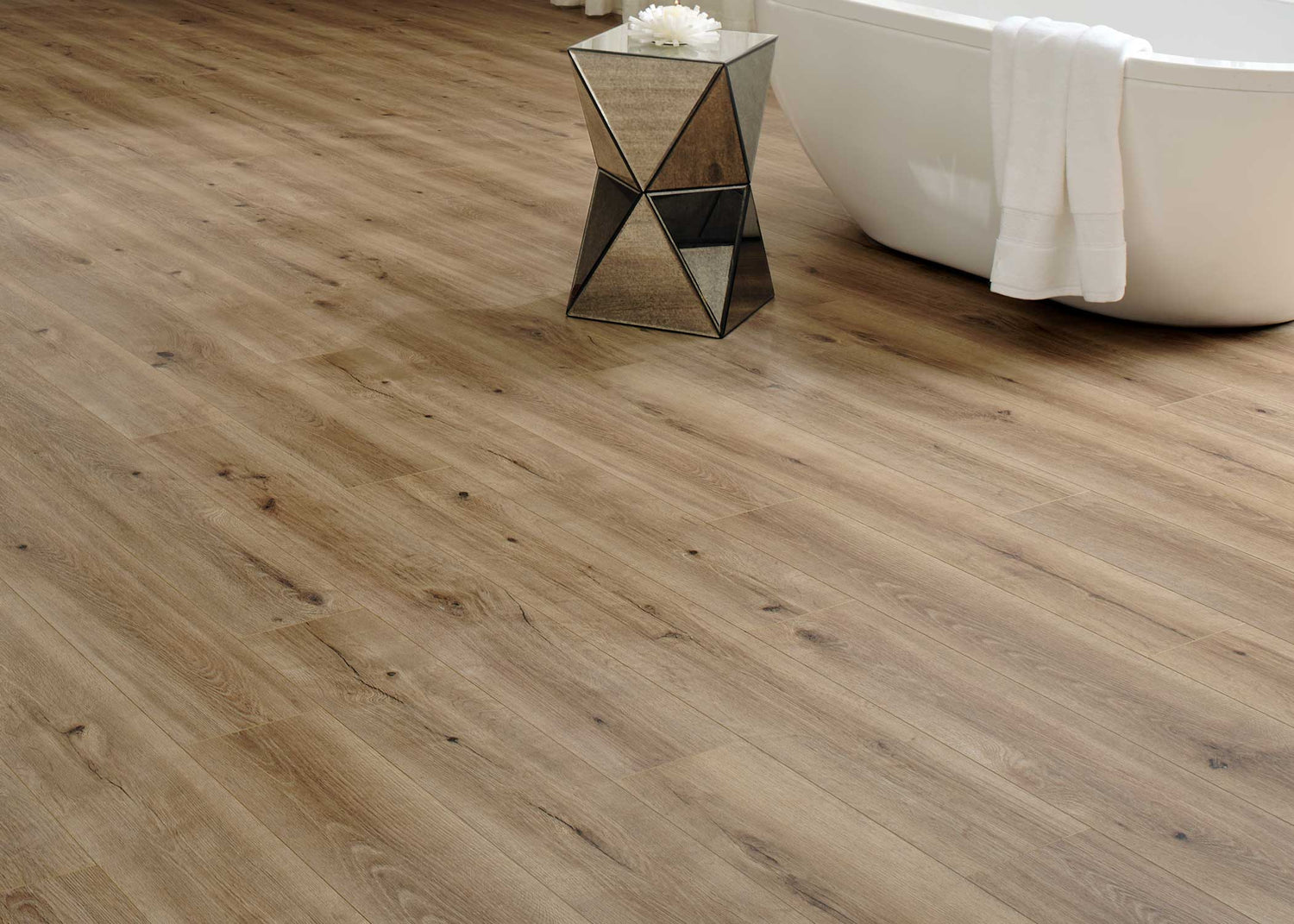 9mm w/pad Lake Worth Oak Water-Resistant Hybrid Resilient Flooring 7.56 in. Wide x 50.63 in. Long