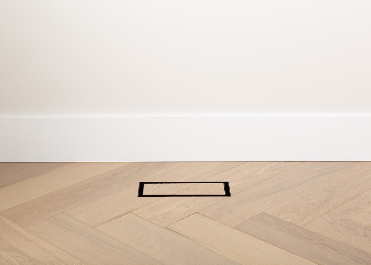 4"x10" Flushmount ABS Resin Matte Black Floor Register