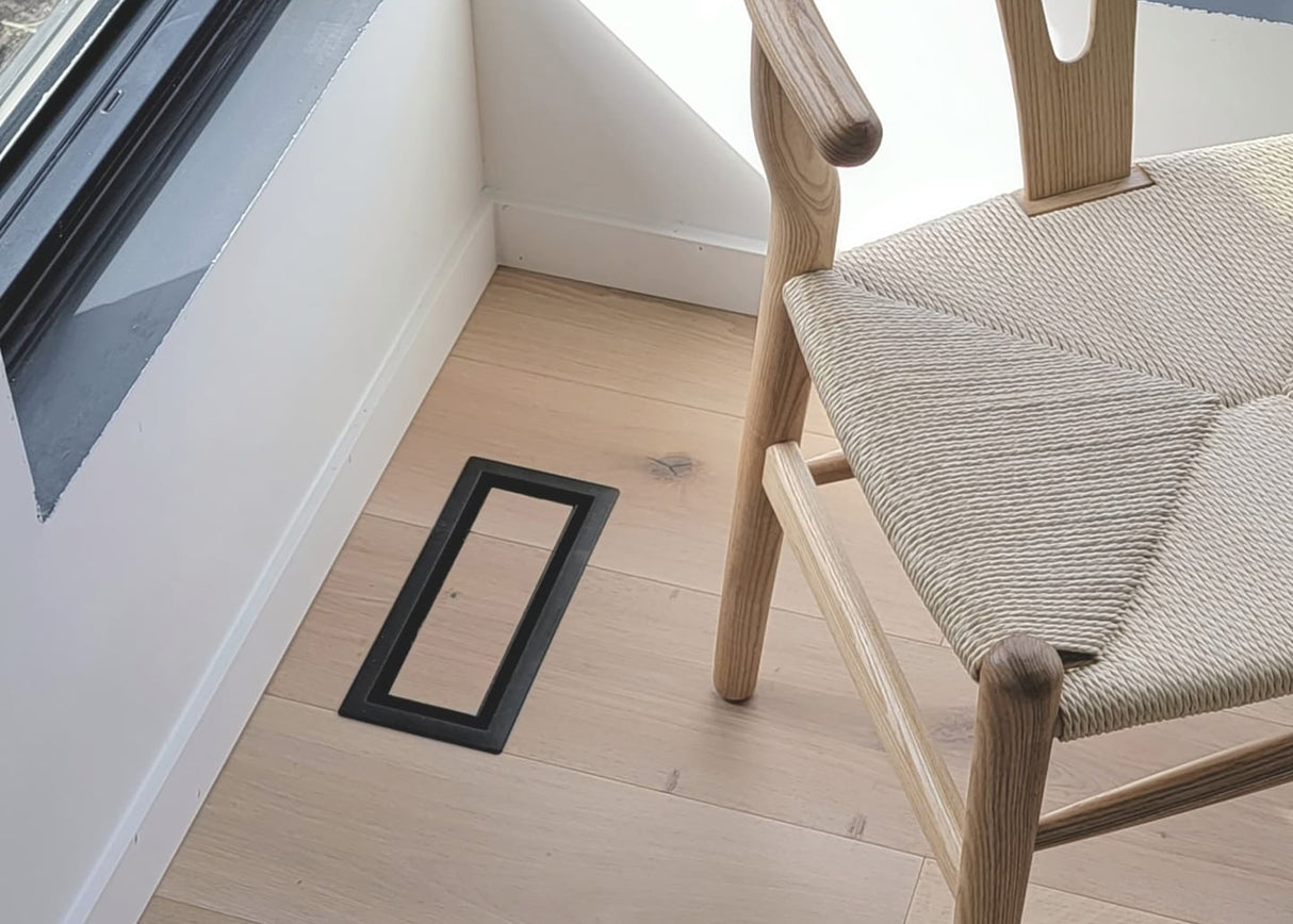 4"x12" Framed ABS Resin Matte Black Floor Register