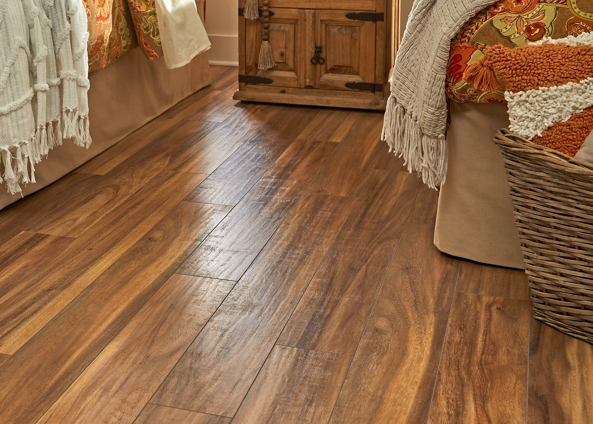 12mm Tobacco Road Acacia w/ pad Water-Resistant Laminate Flooring 6.18 in. Wide x 50.6 in. Length