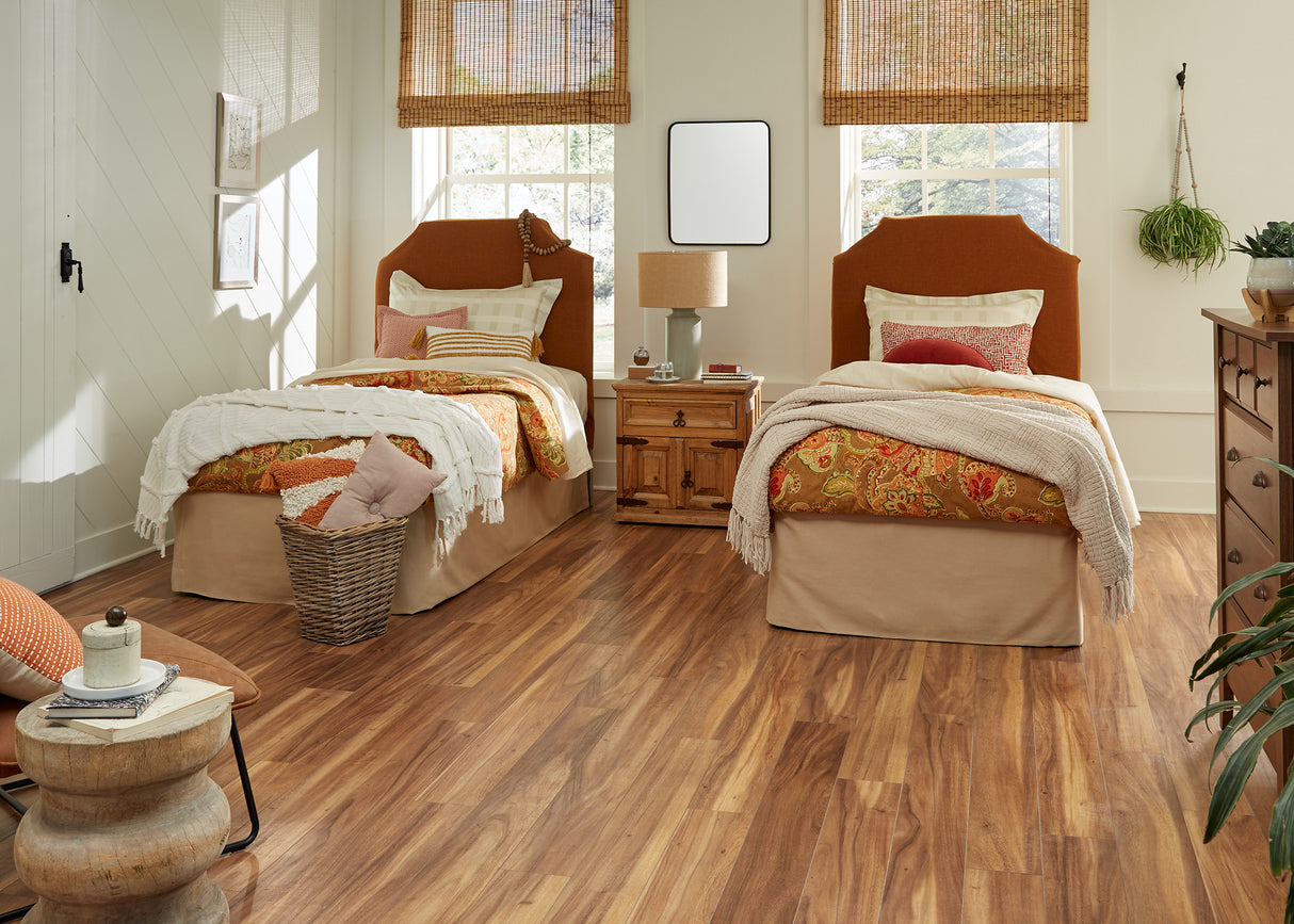 12mm Tobacco Road Acacia w/ pad Water-Resistant Laminate Flooring 6.18 in. Wide x 50.6 in. Length