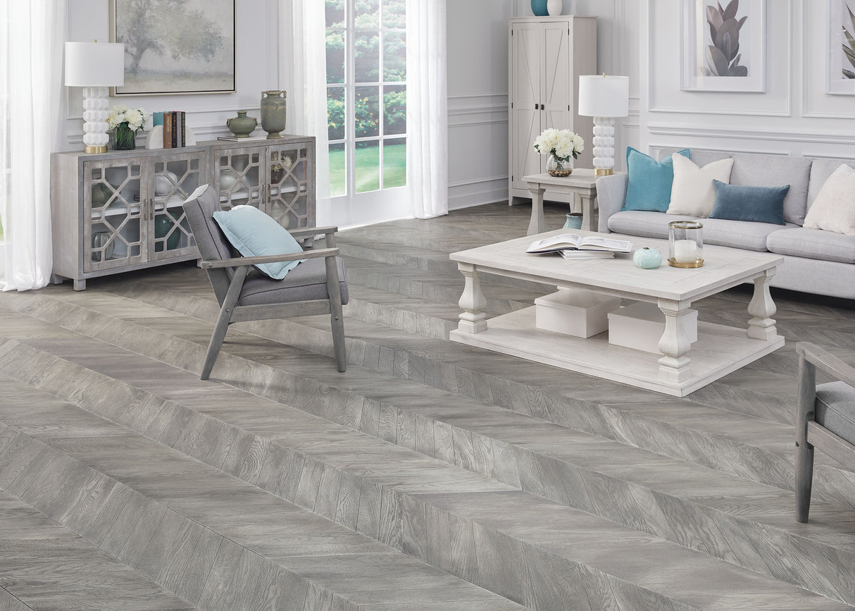 5/8 in. West Village Chevron Wire Brushed Engineered Hardwood 11.42 in. Wide