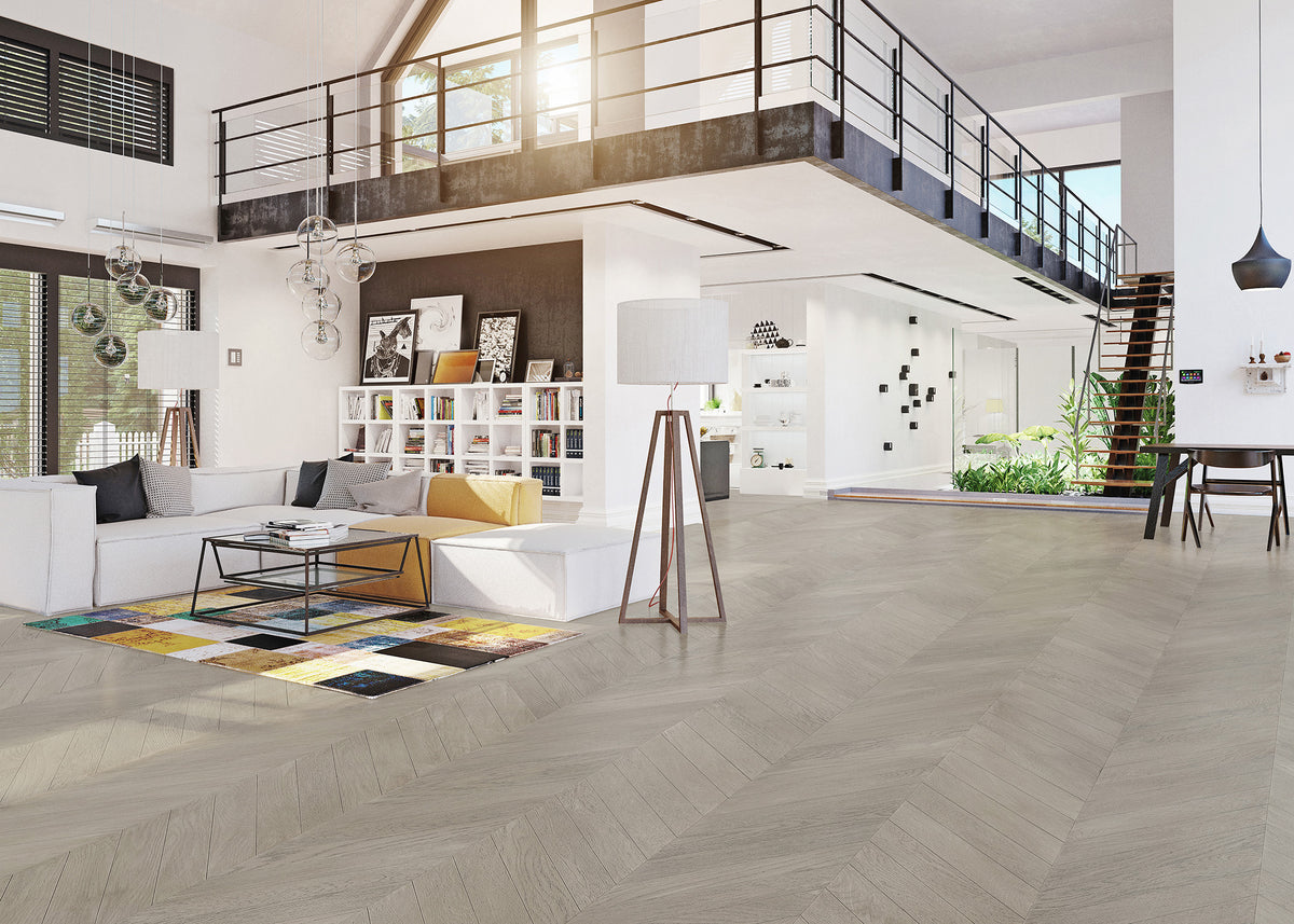 5/8 in. Cobble Hill Chevron Wire Brushed Engineered Hardwood 11.42 in. Wide