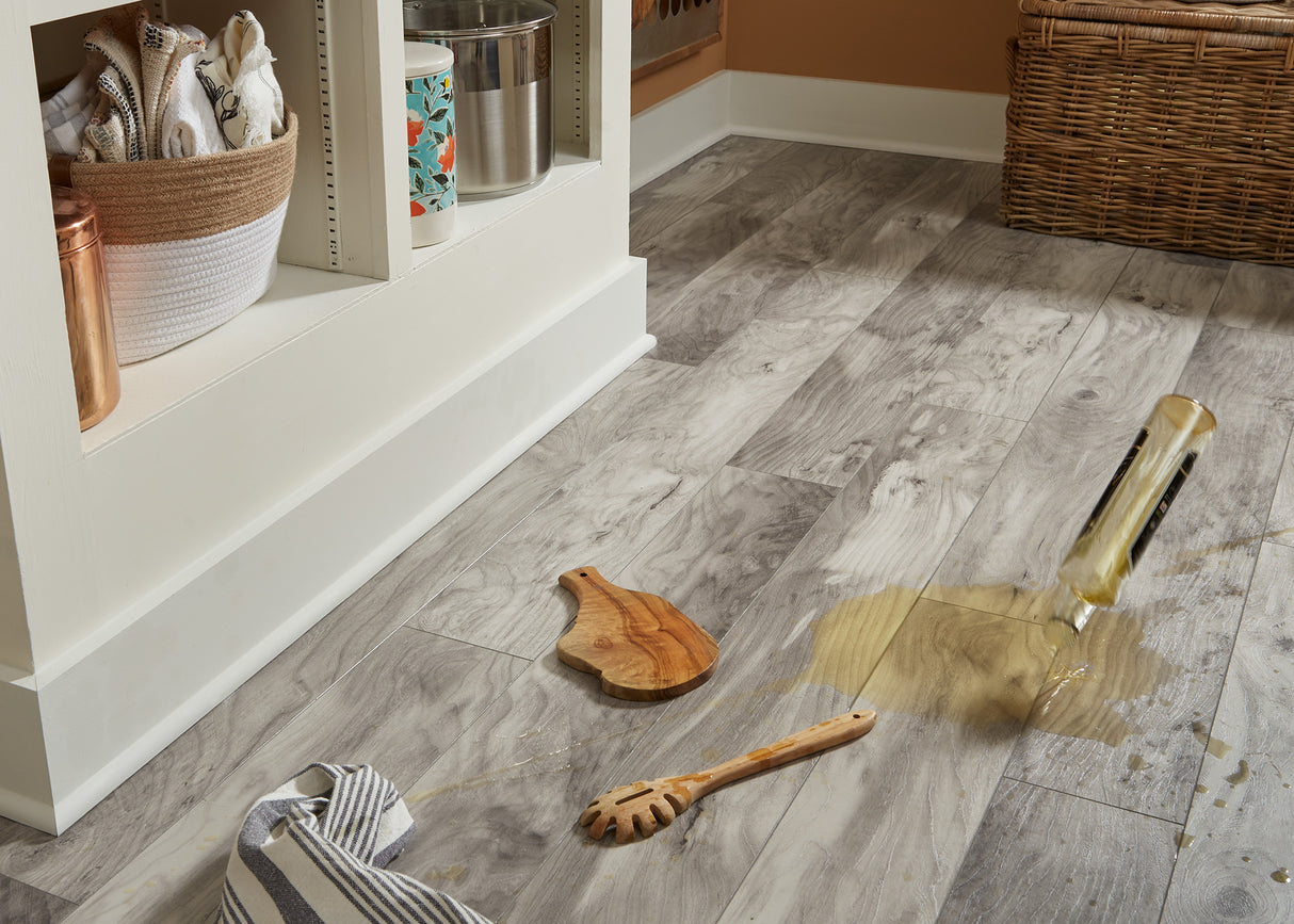 12mm w/pad Arctic Hackberry Water-Resistant Laminate Flooring 6.06 in. Width x 50.60 in. Length - Sample