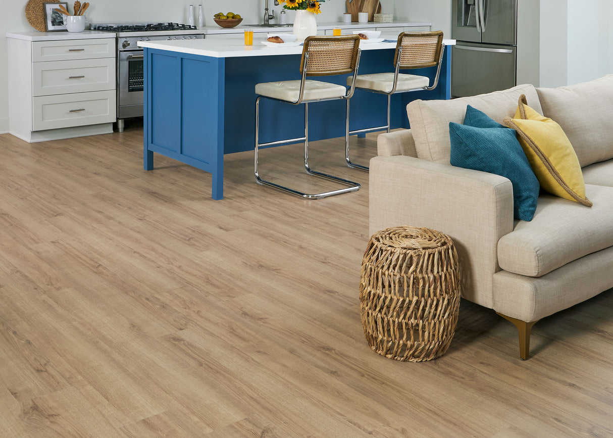 12mm Coastal Oak Water-Resistant Laminate Flooring 7.36 in. Width x 52.75 in. Length