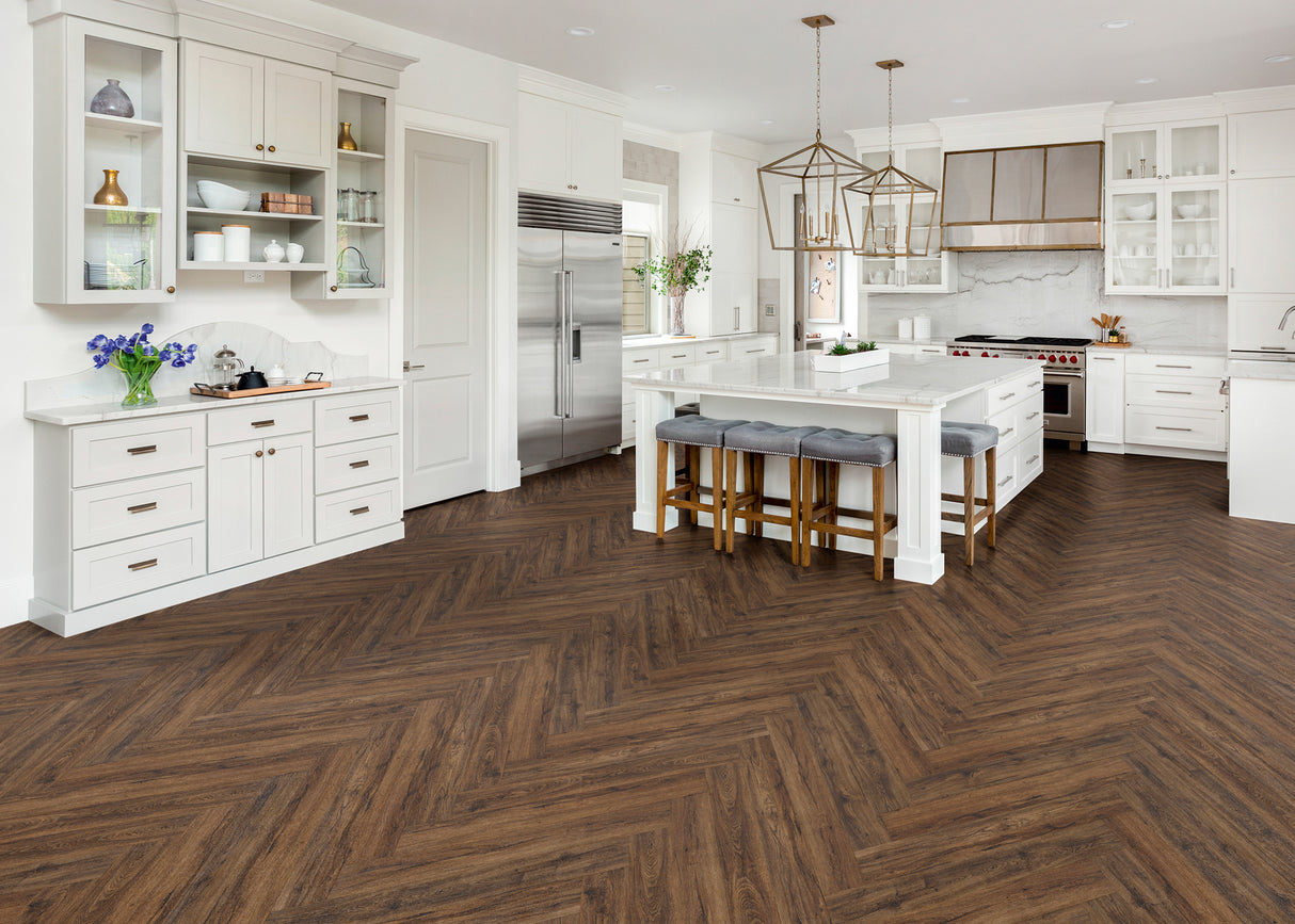 6mm w/pad Cambridge Hickory Waterproof Rigid Vinyl Plank Flooring 4.8 in. Wide X 24 in. Long