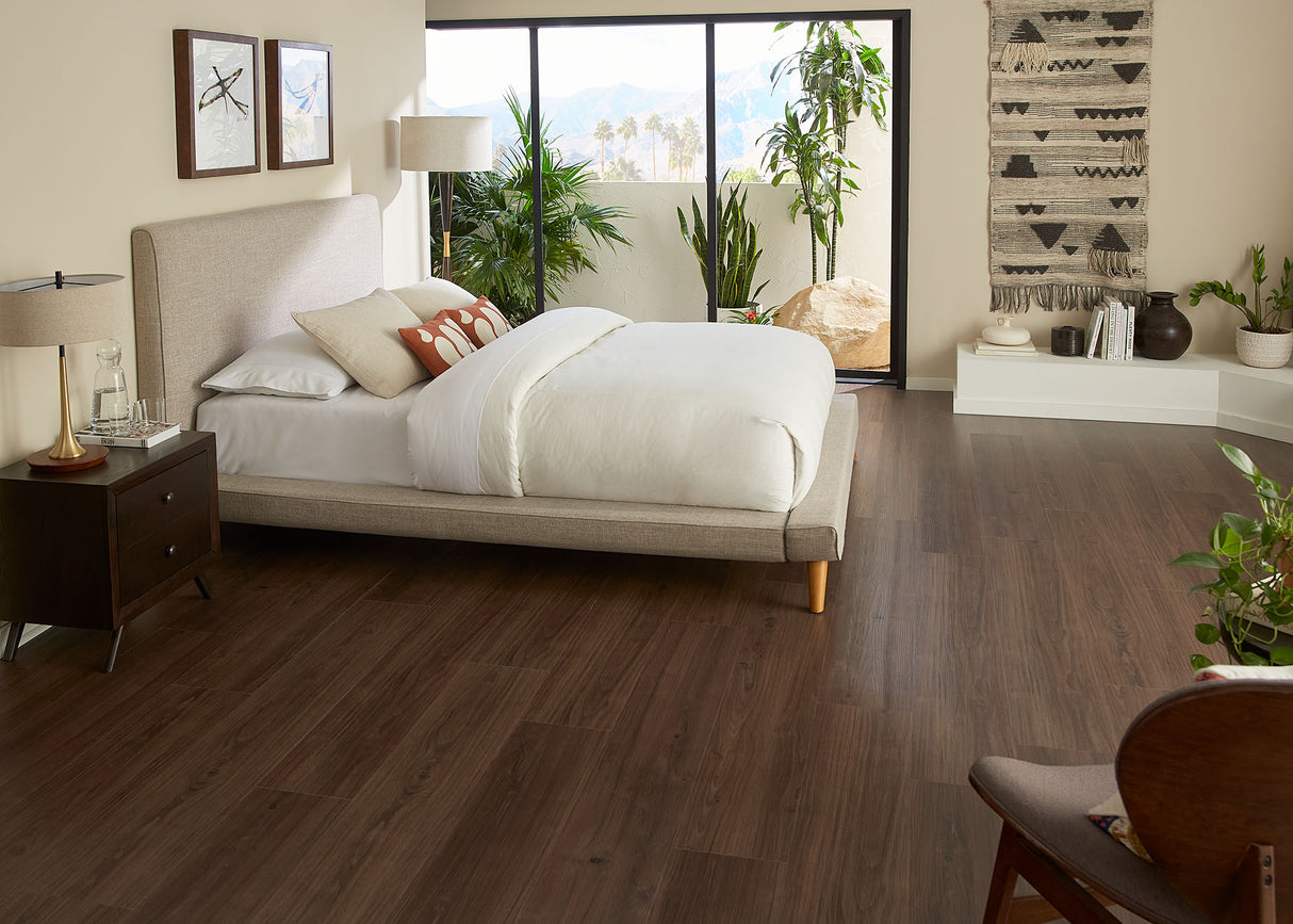 7mm w/pad Monroe Walnut Waterproof Rigid Vinyl Plank Flooring 9.56 in. Wide x 60 in. Long