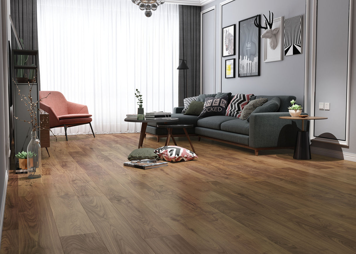 6.5mm w/pad Vancouver Walnut Waterproof Rigid Vinyl Plank Flooring 8 in. Wide X 60 in. Long