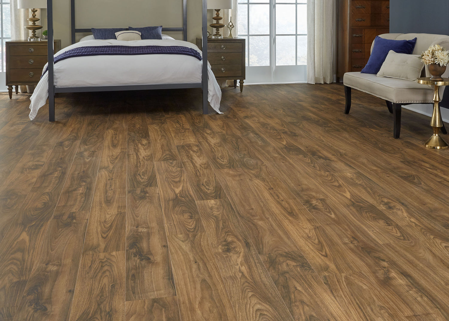 9mm w/pad Rum Cay Walnut Water-Resistant Hybrid Resilient Flooring 7.56 in. Wide x 50.63 in. Long