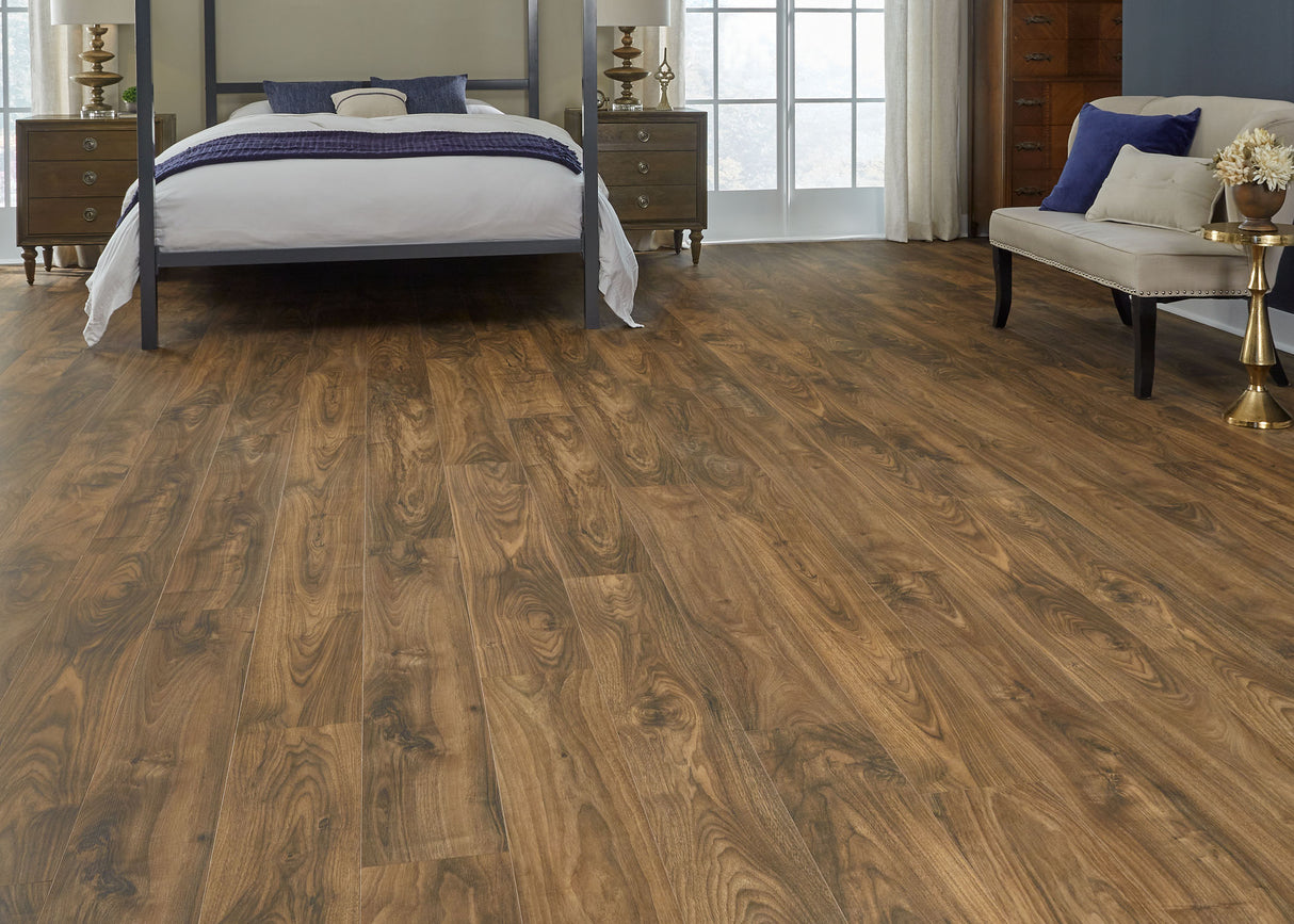 9mm w/pad Rum Cay Walnut Water-Resistant Hybrid Resilient Flooring 7.56 in. Wide x 50.63 in. Long