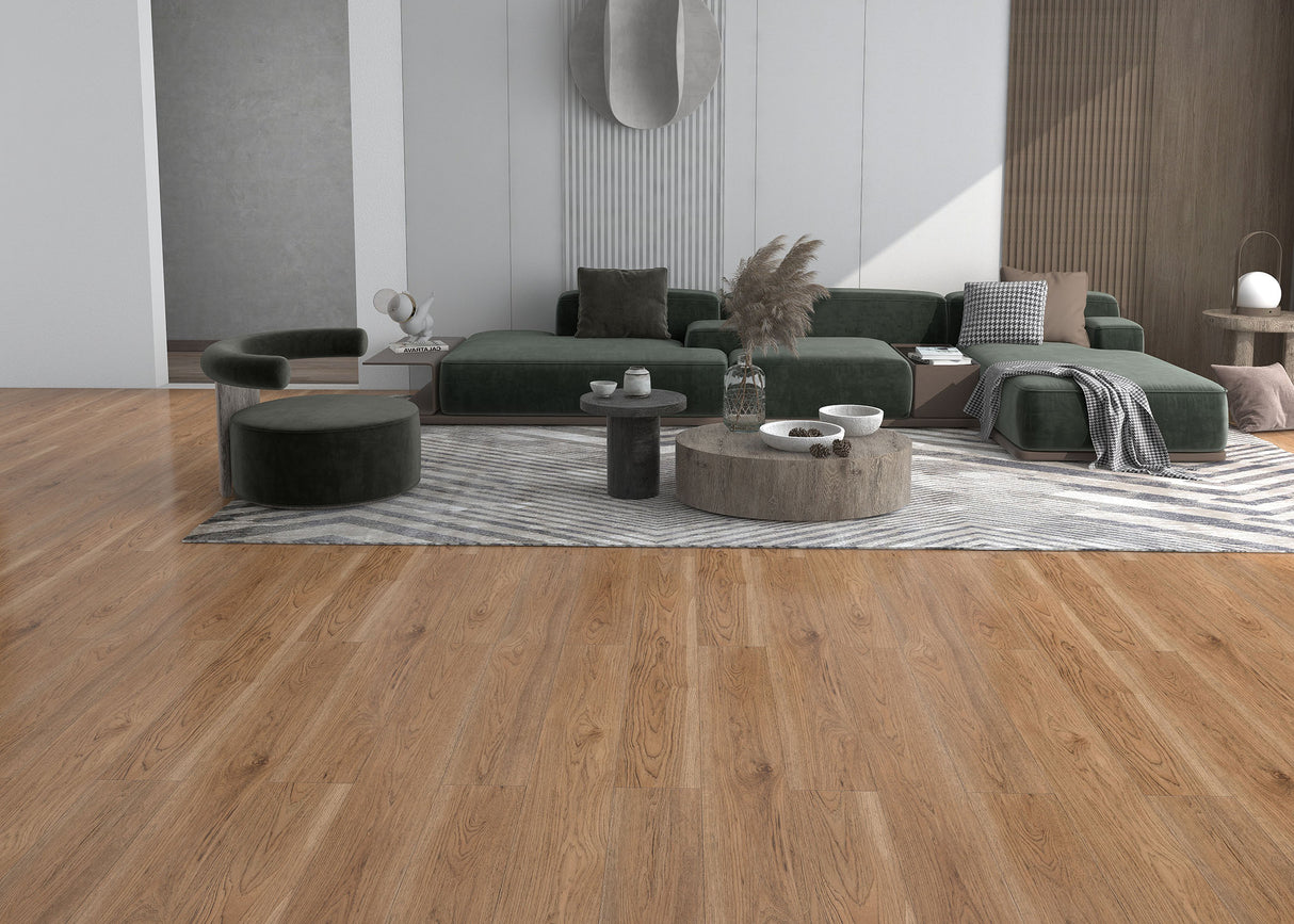 5mm w/pad Red River Oak Waterproof Rigid Vinyl Plank Flooring - As-Is - Stack Out - 212.76 Sq. Ft.