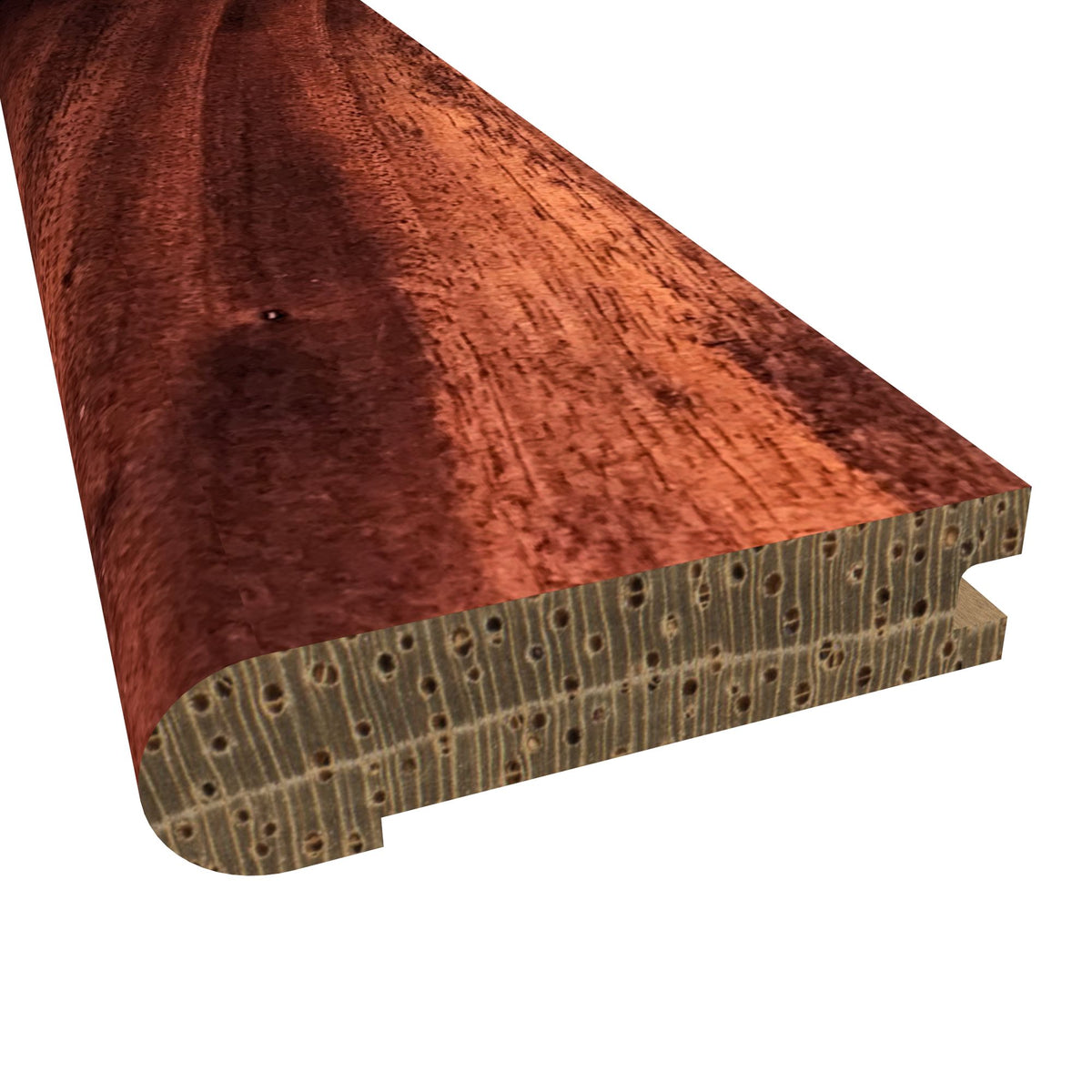 Prefinished Jasper Mahogany Hardwood 3/4 in. Thick x 3.125 in. Wide x 78 in. Length Stair Nose