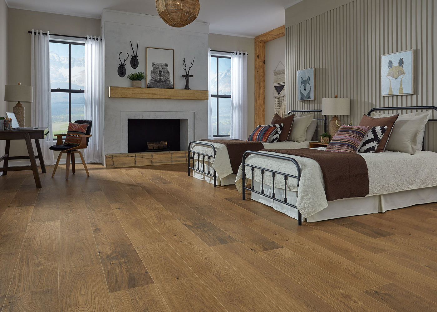 Bedroom with Duravana 9mm w/pad Copperhead Creek Oak Water-Resistant Hybrid Resilient Flooring