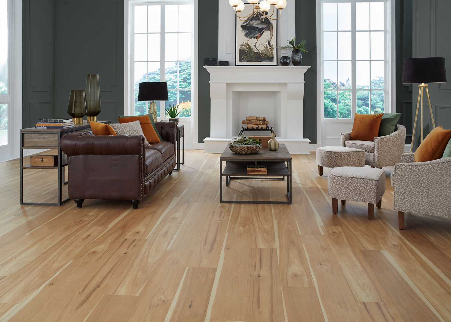 9mm w/pad Honey Falls Hickory Water-Resistant Hybrid Resilient Flooring 7.56 in. Wide x 50.63 in. Long