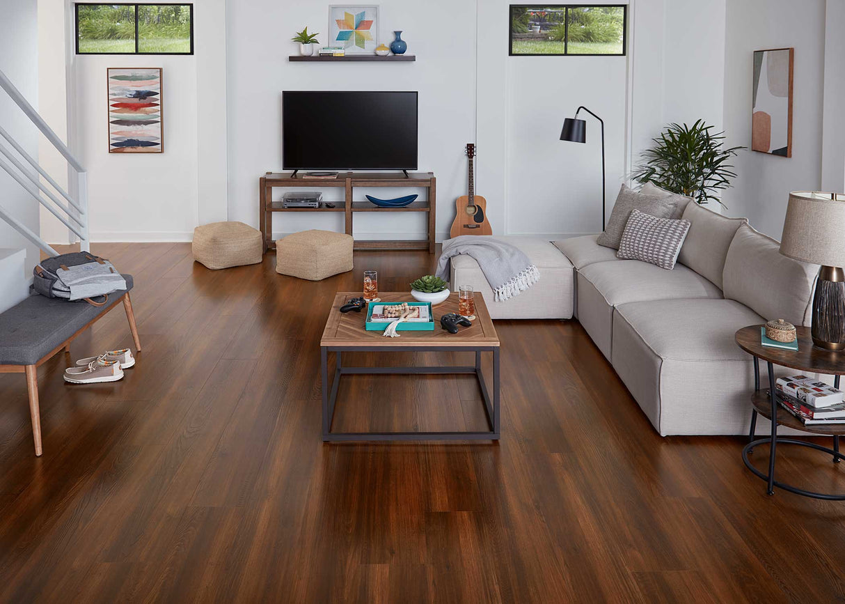 8mm w/pad Revere Oak Waterproof Rigid Vinyl Plank Flooring 8.98 in. Wide x 72 in. Long