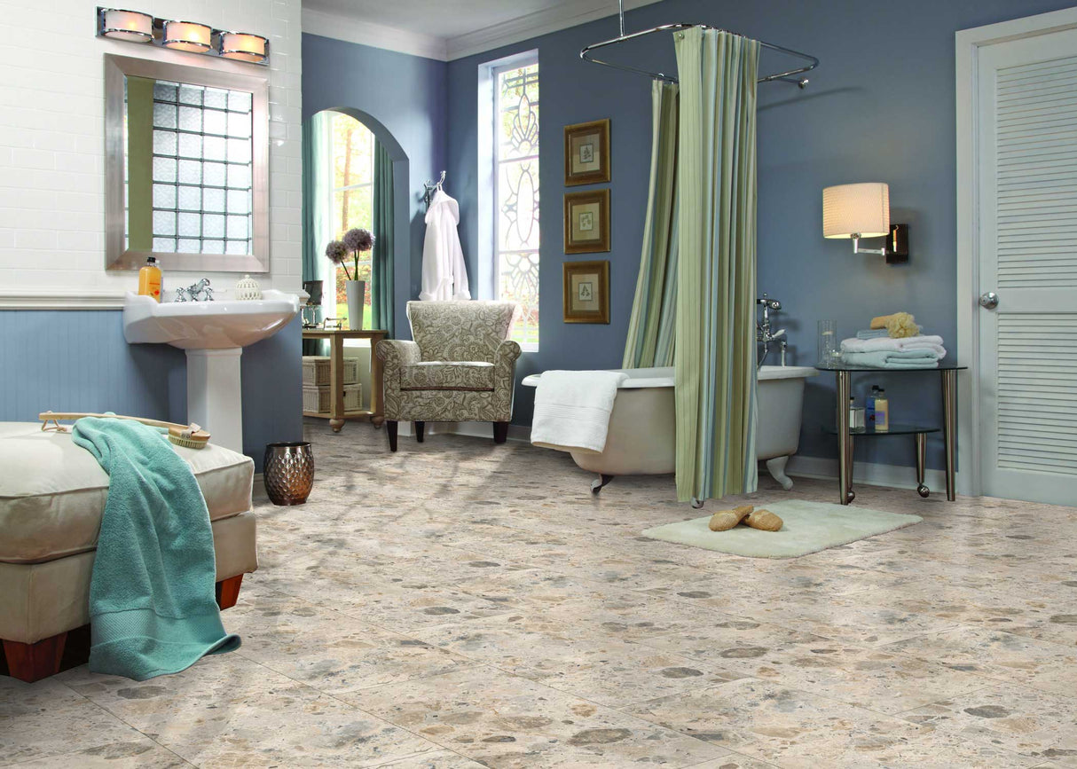 6mm w/pad Alba Terrazzo Waterproof Rigid Vinyl Tile 18 in. Wide x 36 in. Long