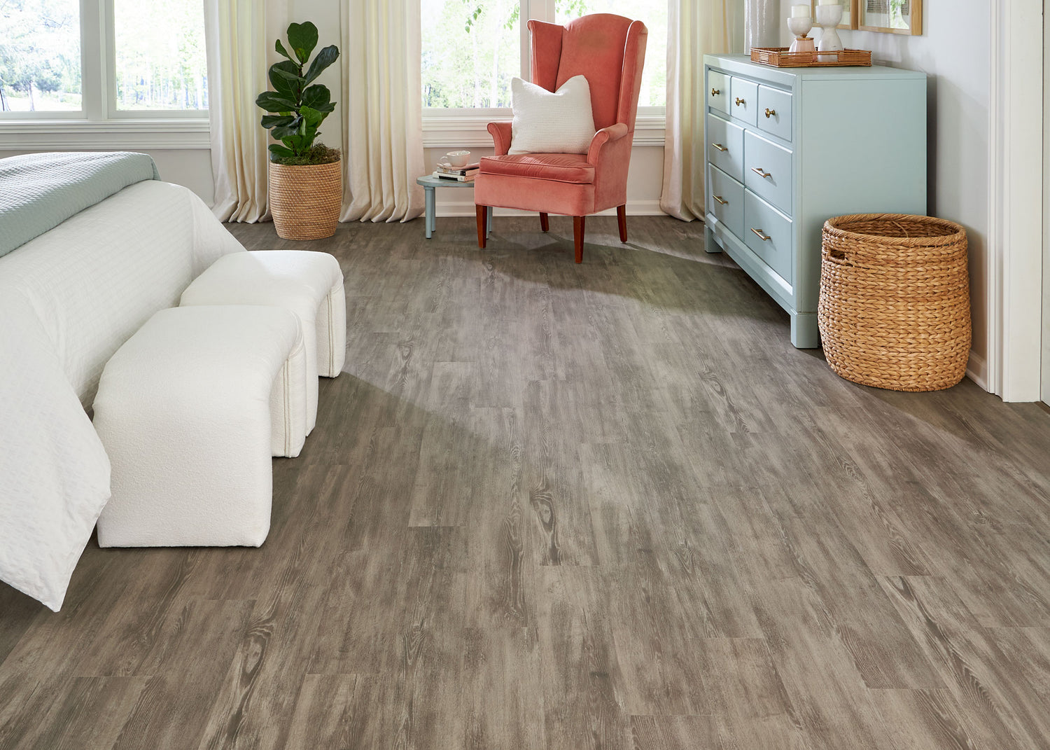 5mm w/pad Sandston Oak Waterproof Rigid Vinyl Plank Flooring 5.75 in. Wide x 48 in. Long