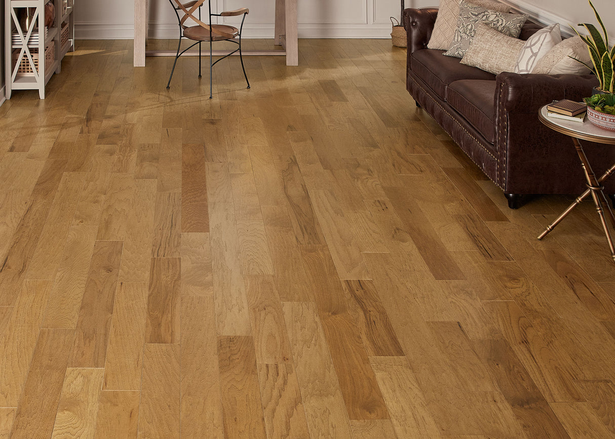 3/8 in. Golden Valley Hickory Quick Click Prefinished Engineered Hardwood Flooring 5.38 in. Wide