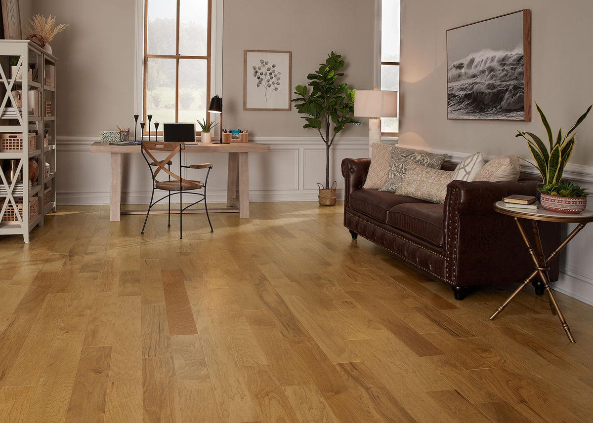 3/8 in. Golden Valley Hickory Quick Click Prefinished Engineered Hardwood Flooring 5.38 in. Wide